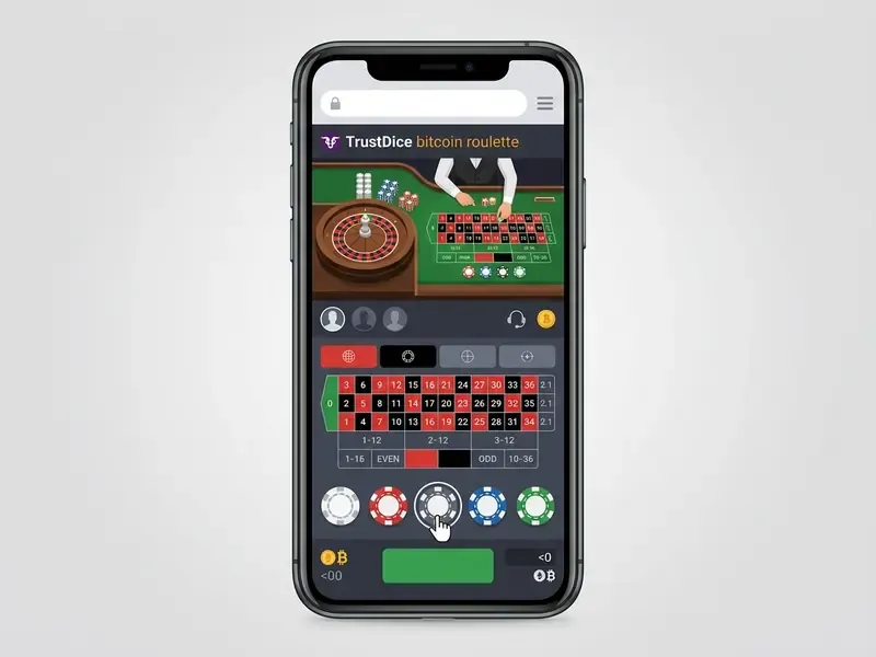 TrustDice bitcoin roulette mobile browser interface on iOS and Android devices